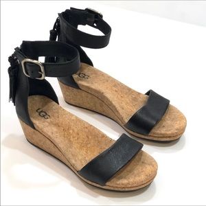 UGG Zoe Tassel Open Toe Wedge Sandals